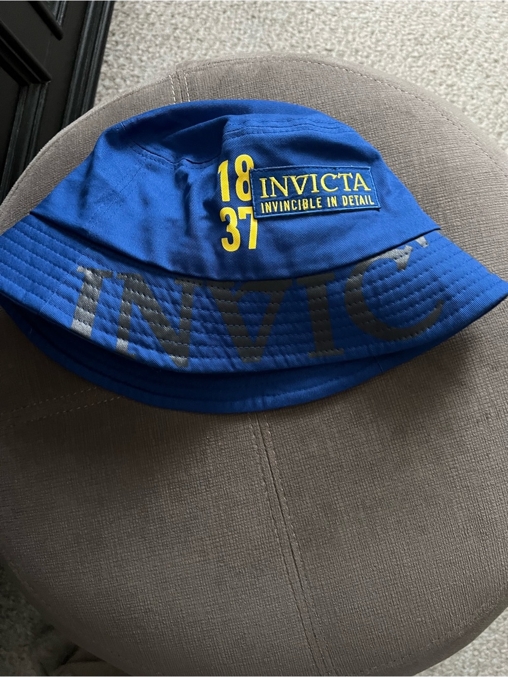Invicta Kids Blue Bucket Hat with Yellow Logo and Numbers